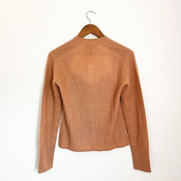 Aqua Cashmere Ribbed Sweetheart Neck Camel Sweater New Large - Picture 3 of 5